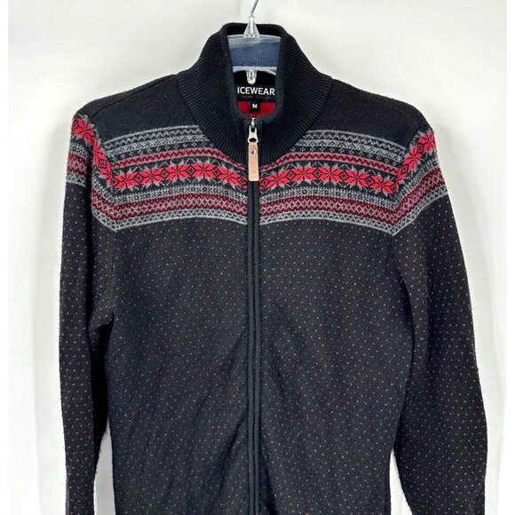 ICEWEAR cardigan sweater 100% wool fair isle nordic maxwin made in iceland M - Picture 3 of 8